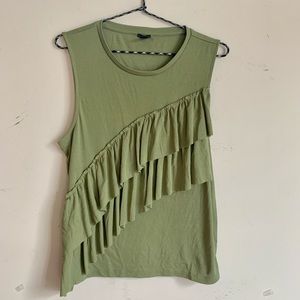 J. Crew green layered ruffle tank